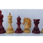 INDIACHESSART 4.5" Luxury Staunton chess pieces | Wooden chessmen in Budrose and Boxwood with 2 extra queens | Triple weighted chess set