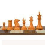 Reproduced 1849 Original Pattern Chess Pieces in Ebony / Antiqued Boxwood - 4.5" King - Image 2