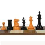 Reproduced 1849 Original Pattern Chess Pieces in Ebony / Antiqued Boxwood - 4.5" King