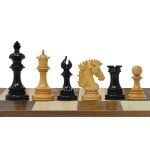 INDIACHESSART - 4.4" Wellington Luxury Staunton Chess Pieces Only Set – Triple Weighted Ebony & Boxwood Unique Chessmen Gifts