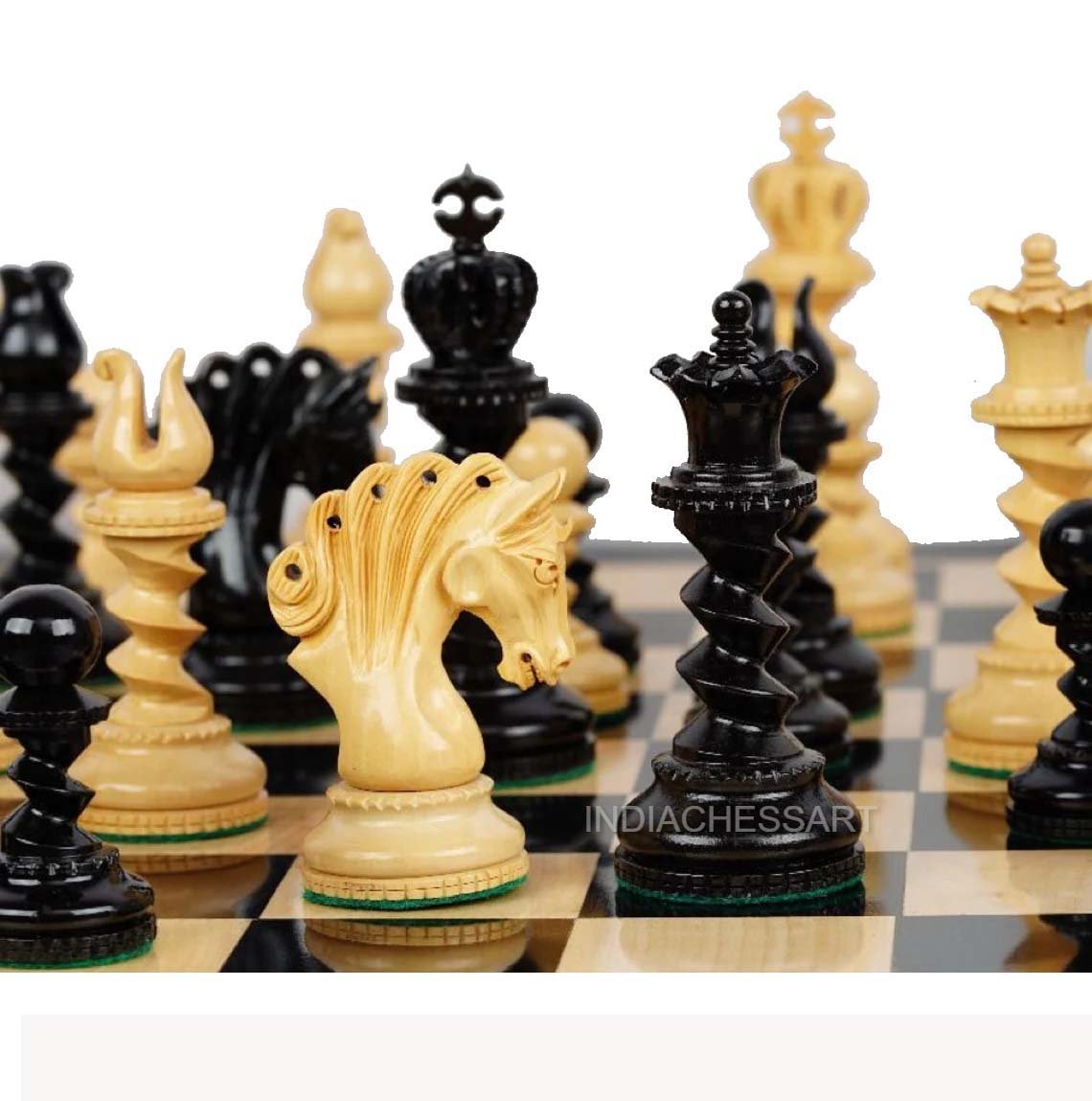 m1 Chessnut & DGT Sensors Compatible Pieces The Signature Series- Twisted Artisan Staunton Luxury Chess Pieces- Triple Weighted Ebony Wood & Boxwood - Image 1