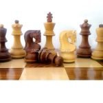 INDIACHESSART 2.6" wooden Russian Zagreb chess pieces | weighted Chessmen in Golden Rosewood - Boxwood | Tournament chess
