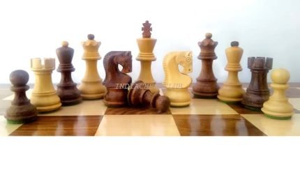 INDIACHESSART 2.6" wooden Russian Zagreb chess pieces | weighted Chessmen in Golden Rosewood - Boxwood | Tournament chess