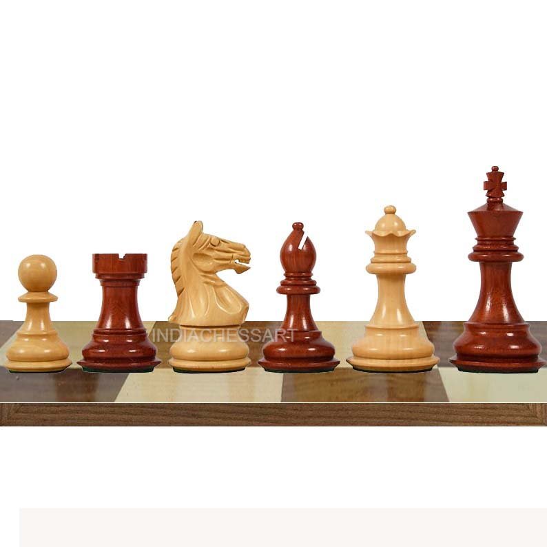4 INDIACHESSART 2.6" wooden Fierce knight chess pieces | weighted Chessmen in Budrose- Boxwood | Tournament chess - Image 1