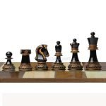 INDIACHESSART The 1950 Reproduced 3.7" King Dubrovnik Bobby Fischer Chessmen in Lacquer Finished Burnt & Natural Box Wood - Image 3