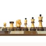 INDIACHESSART The 1950 Reproduced 3.7" King Dubrovnik Bobby Fischer Chessmen in Lacquer Finished Burnt & Natural Box Wood - Image 2