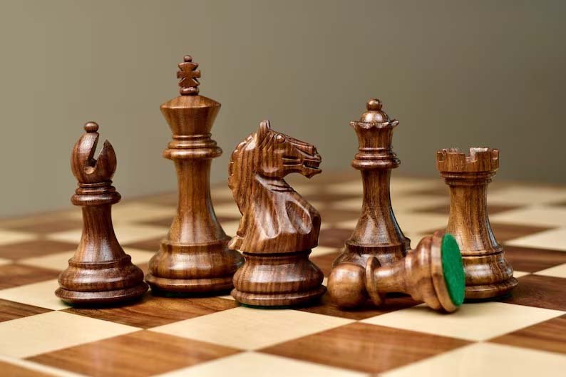 C5 Chessnut Sensor Compatible Set - The Fierce Knight Staunton Wooden Chess Pieces in Sheesham Wood & Box Wood - 4" King - Image 1