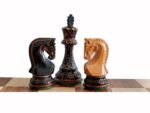 INDIACHESSART Burnt Russian zagreb chess pieces only | Carving chess set | Lacor polish with hand carving king 4'' | weighted chess set - Image 3