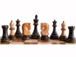 INDIACHESSART Burnt Russian zagreb chess pieces only | Carving chess set | Lacor polish with hand carving king 4'' | weighted chess set - Image 4