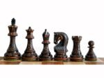 INDIACHESSART Burnt Russian zagreb chess pieces only | Carving chess set | Lacor polish with hand carving king 4'' | weighted chess set - Image 5