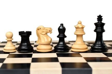 The Collector Series Handcarved Staunton Chess Pieces in Ebonized Boxwood & Natural Boxwood