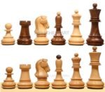 1950 Reproduced Dubrovnik Bobby Fischer Chessmen Version 3.0 in Golden rosewood/Box Wood - 3.75" King - Image 3