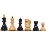 INDIACHESSART 2.6" Russian Zagreb Chess Set - Chess Pieces Only - Weighted Ebonised Boxwood