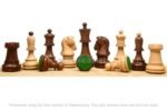 1950 Reproduced Dubrovnik Bobby Fischer Chessmen Version 3.0 in Golden rosewood/Box Wood - 3.75" King