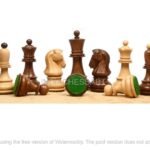 1950 Reproduced Dubrovnik Bobby Fischer Chessmen Version 3.0 in Golden rosewood/Box Wood - 3.75" King