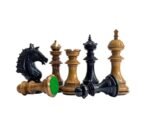 The Sikh Empire Series Handmade Luxury Chess Pieces Only Set - Triple Weighted Lacquered Distress Antiqued Boxwood & Ebony wood - 4.5" King - Image 6