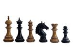 The Sikh Empire Series Handmade Luxury Chess Pieces Only Set - Triple Weighted Lacquered Distress Antiqued Boxwood & Ebony wood - 4.5" King - Image 3