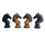 The Sikh Empire Series Handmade Luxury Chess Pieces Only Set - Triple Weighted Lacquered Distress Antiqued Boxwood & Ebony wood - 4.5" King - Image 2