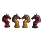 The Sikh Empire Series Handmade Luxury Chess Pieces Only Set - Triple Weighted Lacquered Distress Antiqued Boxwood & Bud Rosewood- 4.5" King - Image 8