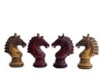 The Sikh Empire Series Handmade Luxury Chess Pieces Only Set - Triple Weighted Lacquered Distress Antiqued Boxwood & Bud Rosewood- 4.5" King - Image 7