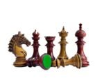 The Sikh Empire Series Handmade Luxury Chess Pieces Only Set - Triple Weighted Lacquered Distress Antiqued Boxwood & Bud Rosewood- 4.5" King - Image 6