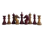 The Sikh Empire Series Handmade Luxury Chess Pieces Only Set - Triple Weighted Lacquered Distress Antiqued Boxwood & Bud Rosewood- 4.5" King - Image 5