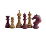 The Sikh Empire Series Handmade Luxury Chess Pieces Only Set - Triple Weighted Lacquered Distress Antiqued Boxwood & Bud Rosewood- 4.5" King - Image 4