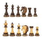 4.5" ALEXANDER Carved series Luxury Staunton Chess Pieces Set in Burnt Boxwood-