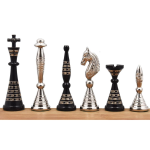 Air/pro size Chessnut sensor compatible pieces - Soviet Inspired Brass Metal Luxury Chess Pieces - Black & silver  - Unique Art